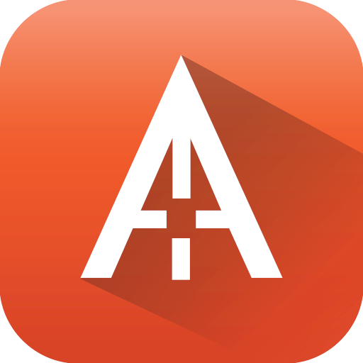 An orange app icon with a symbol that looks like a mix between the letter A and a crosshair.